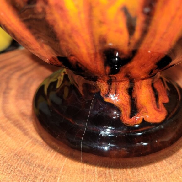 EVANGELINE Vintage Pottery Brown & Orange Pitcher Cream & Sugar - Picture 9 of 14